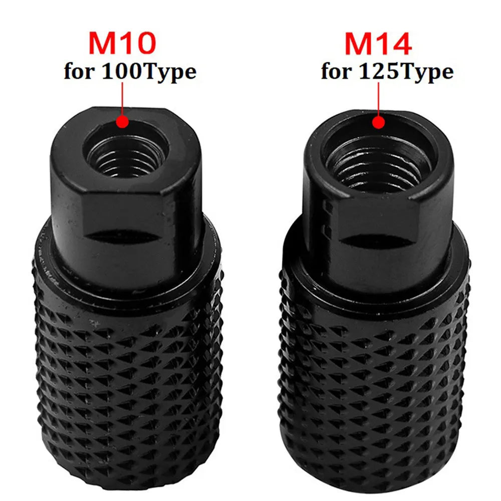Angle grinder grinding head with spherical shape and M10 M14 thread adapters for woodworking