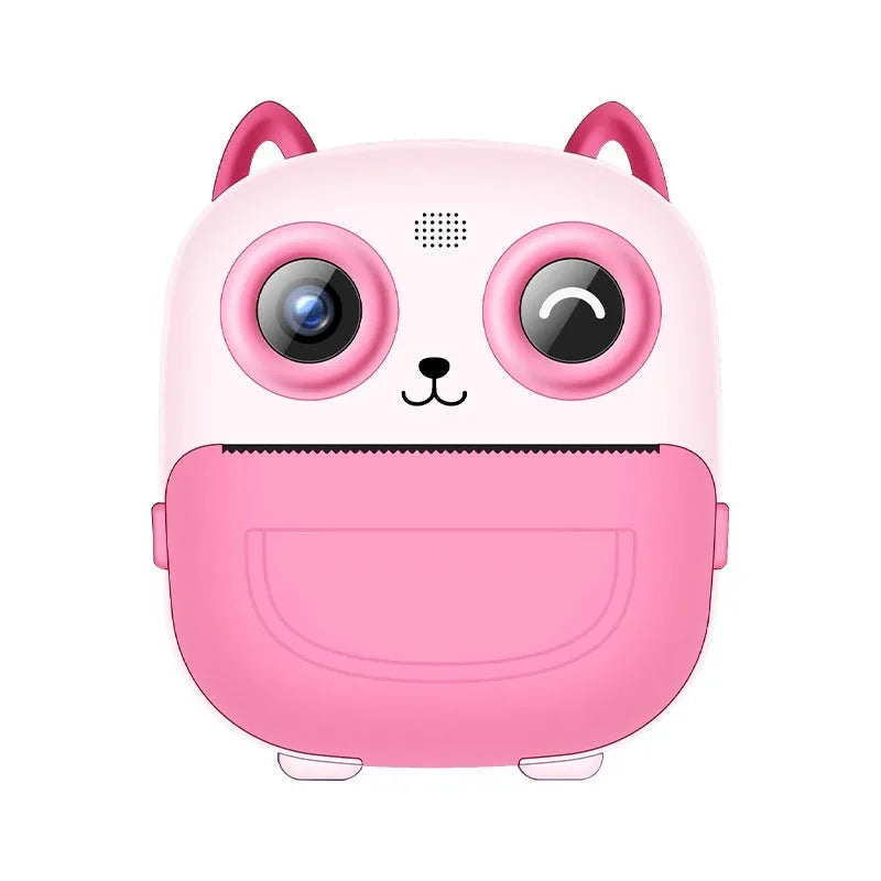 Mini HD children's digital camera with 2.4 inch screen, ABS plastic body, in blue or pink, with instant photo printing