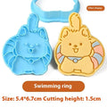 Plastic press mould for making puppy-shaped biscuits and soft candies with cartoon designs.