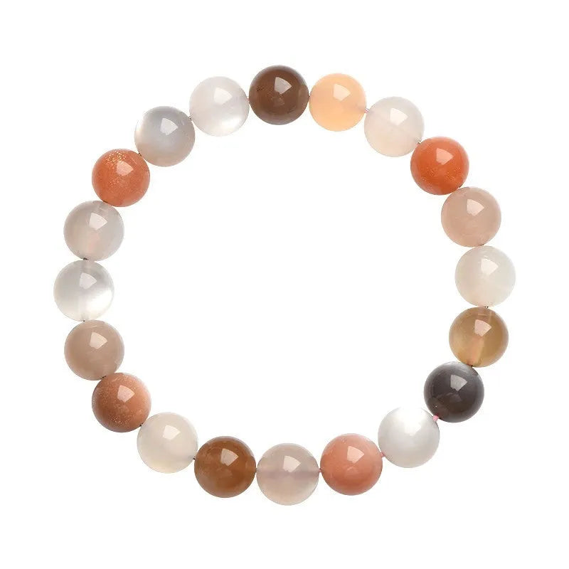 Natural colourful moonlight moonstone bracelet with 8mm single circle beads.