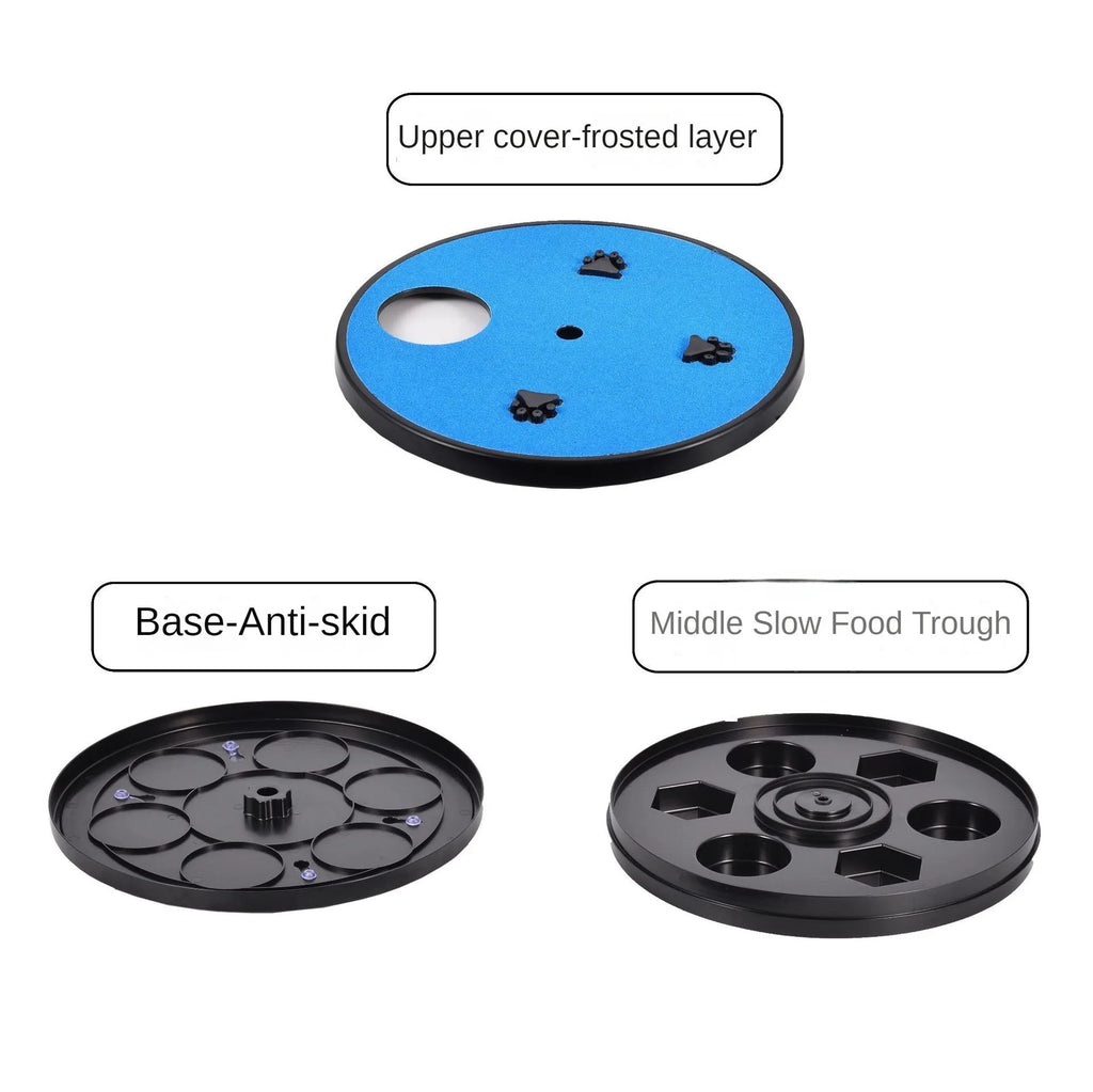 33cm dog nail scraper slow food toy with rotatable sandpaper file board, six food compartments, and suction cup base