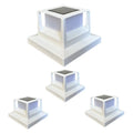 Outdoor solar pillar lamp, IP44, 160mm x 160mm x 110mm, abstract design, available in Black or White for courtyard and garden use.