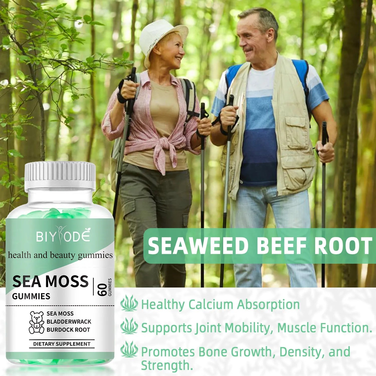 Halal sugar free sea moss gummy supplement 60 gummies in container