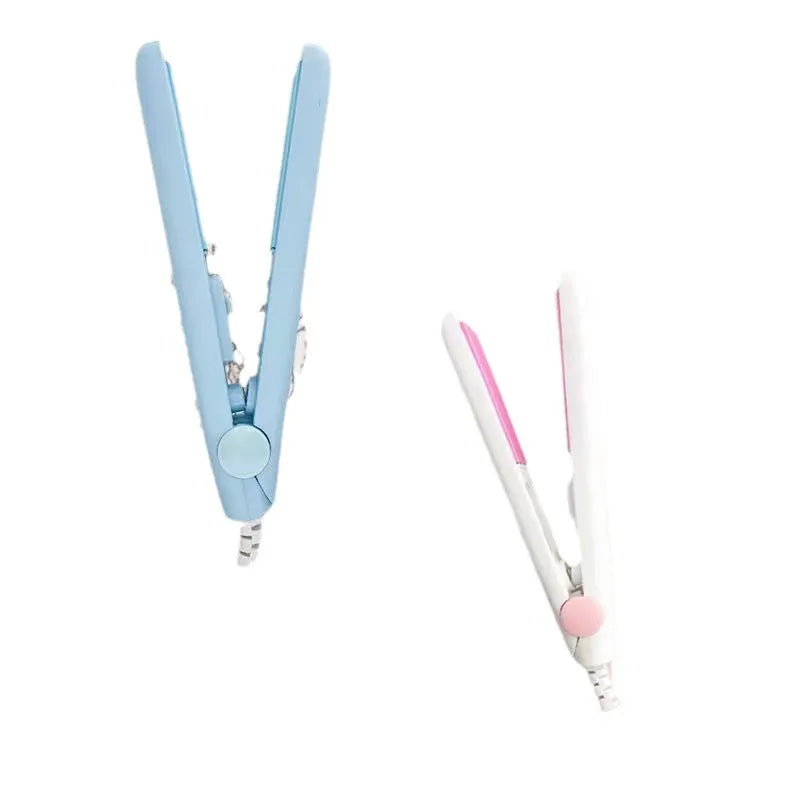 Mini hairdressing splint air bangs hair perm straightener with storage box in five colour choices.