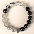 10mm khaki crystal couple bracelet with Chinese style geometry design and polished surface