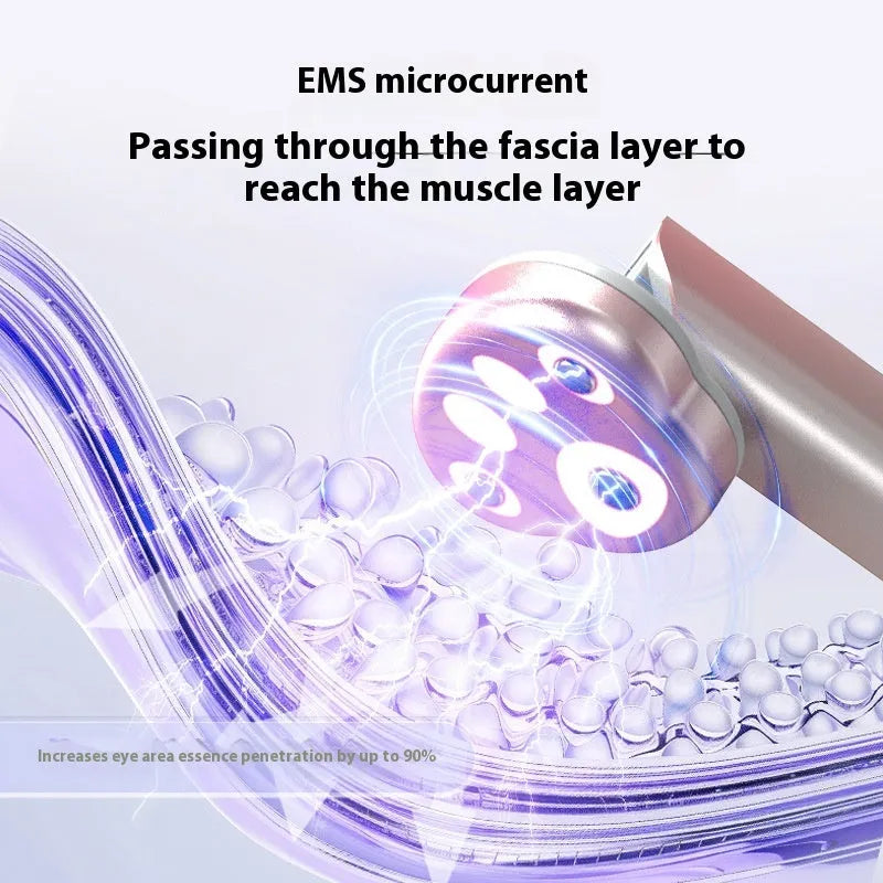 Gradient pink cat's paw eye massager with micro-current vibration and coloured light function