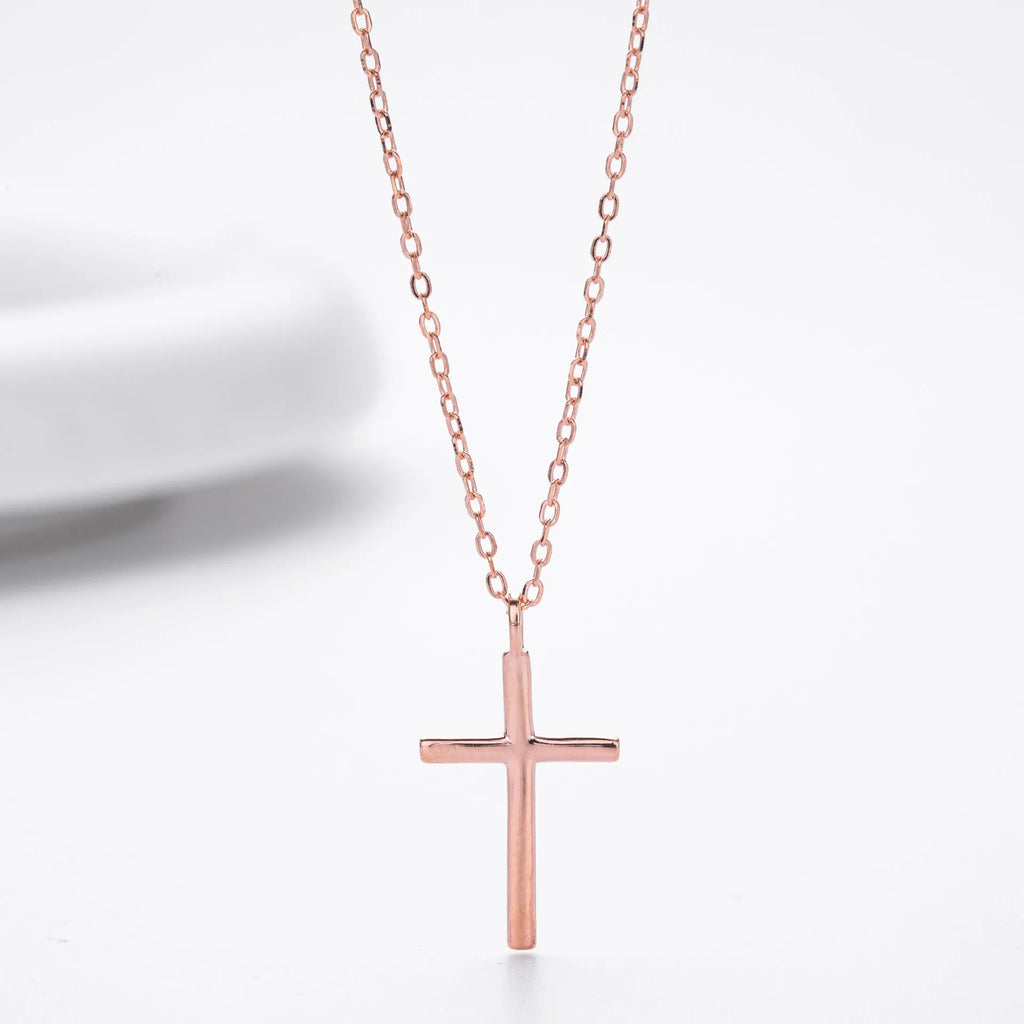S925 sterling silver necklace with cross pendant on adjustable O-shaped chain