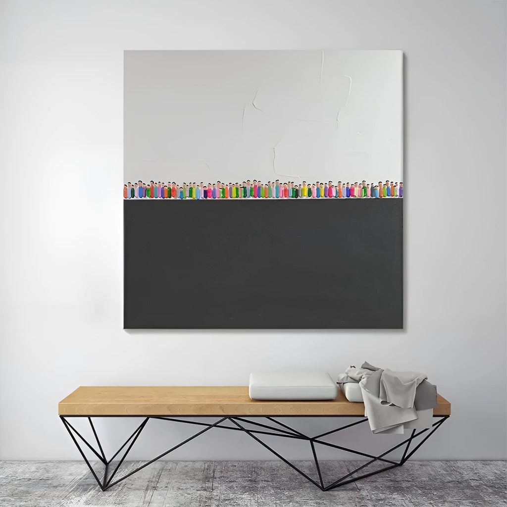 Hand painted abstract oil painting on square canvas, one panel, unframed, for modern wall decor