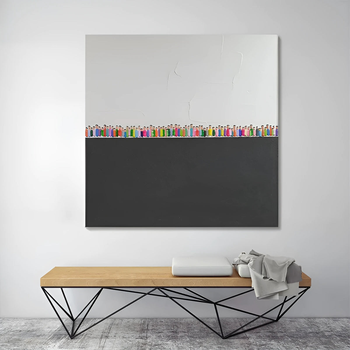 Hand painted abstract oil painting on square canvas, one panel, unframed, for modern wall decor