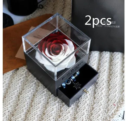 Eternal flower rose jewellery box decorative display gift packaging 8.5 cm
