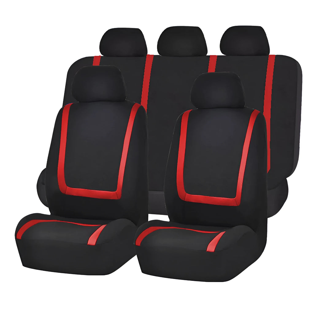 Fully enclosed universal car seat cover set in fabric material showing complete seat protection