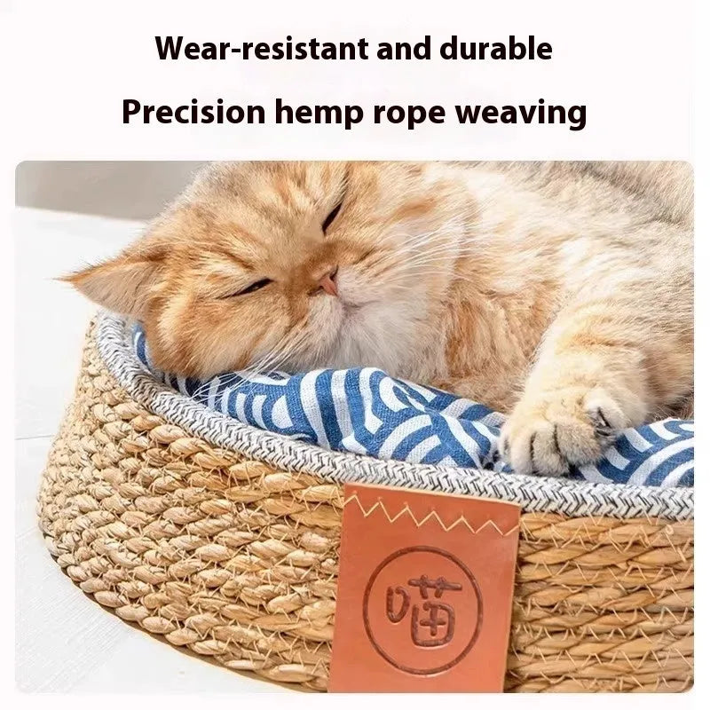 Rattan cat nest pet bed in four size options S M L XL