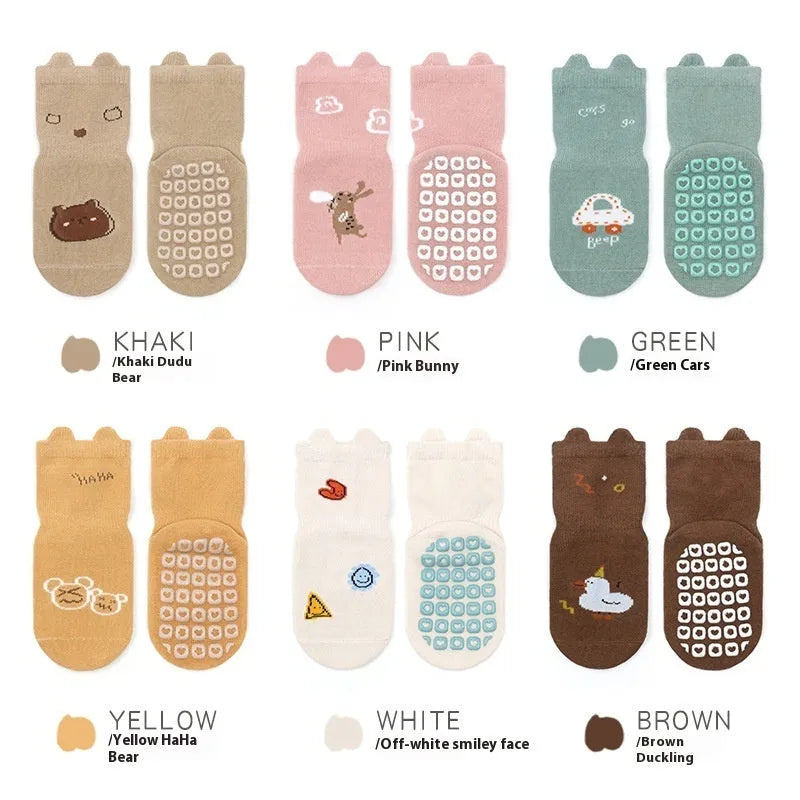 Korean-style baby trampoline socks in cotton with short tube length and free size for unisex children
