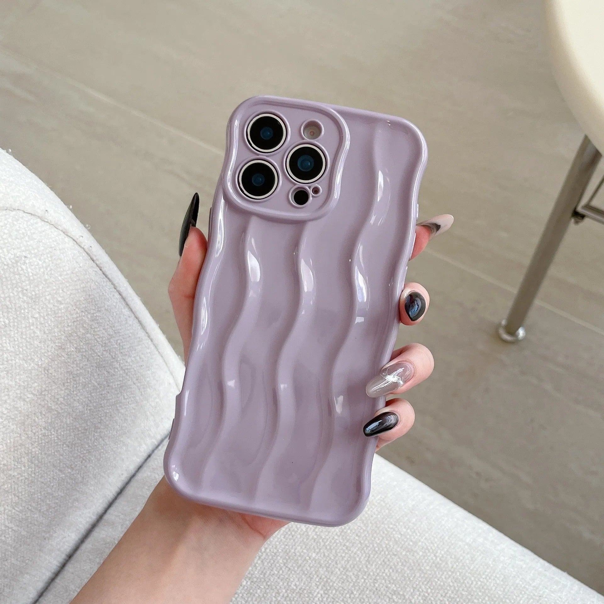 Electroplating three-dimensional wave stripe TPU phone case for iPhone 17 series in multiple colour options