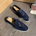 Men's high-top slip-on loafers in black with a round toe and rubber sole on a white background.