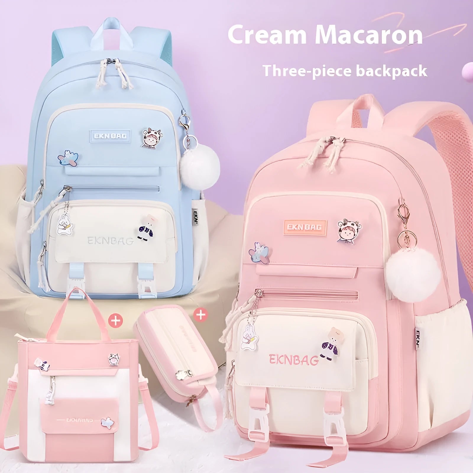 Waterproof school backpack for girls with spine protection in pink, blue, purple, red, black and fruit green colours