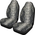 Universal fit cow spot leopard print retro style car seat cover set for front seats.