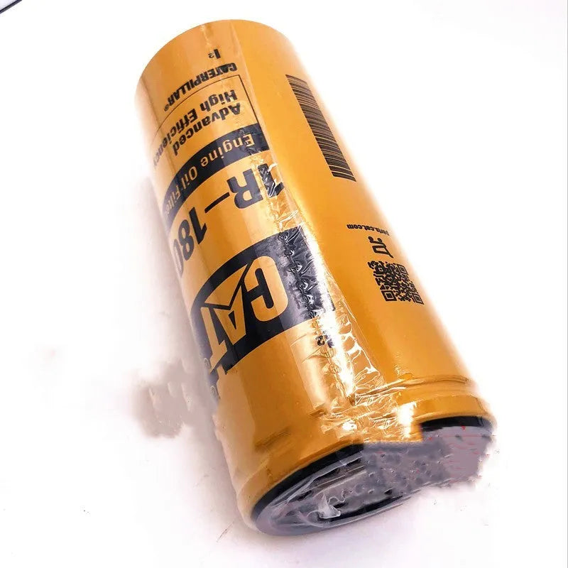 Yellow Caterpillar engine fuel water separator filter element, 262mm tall.