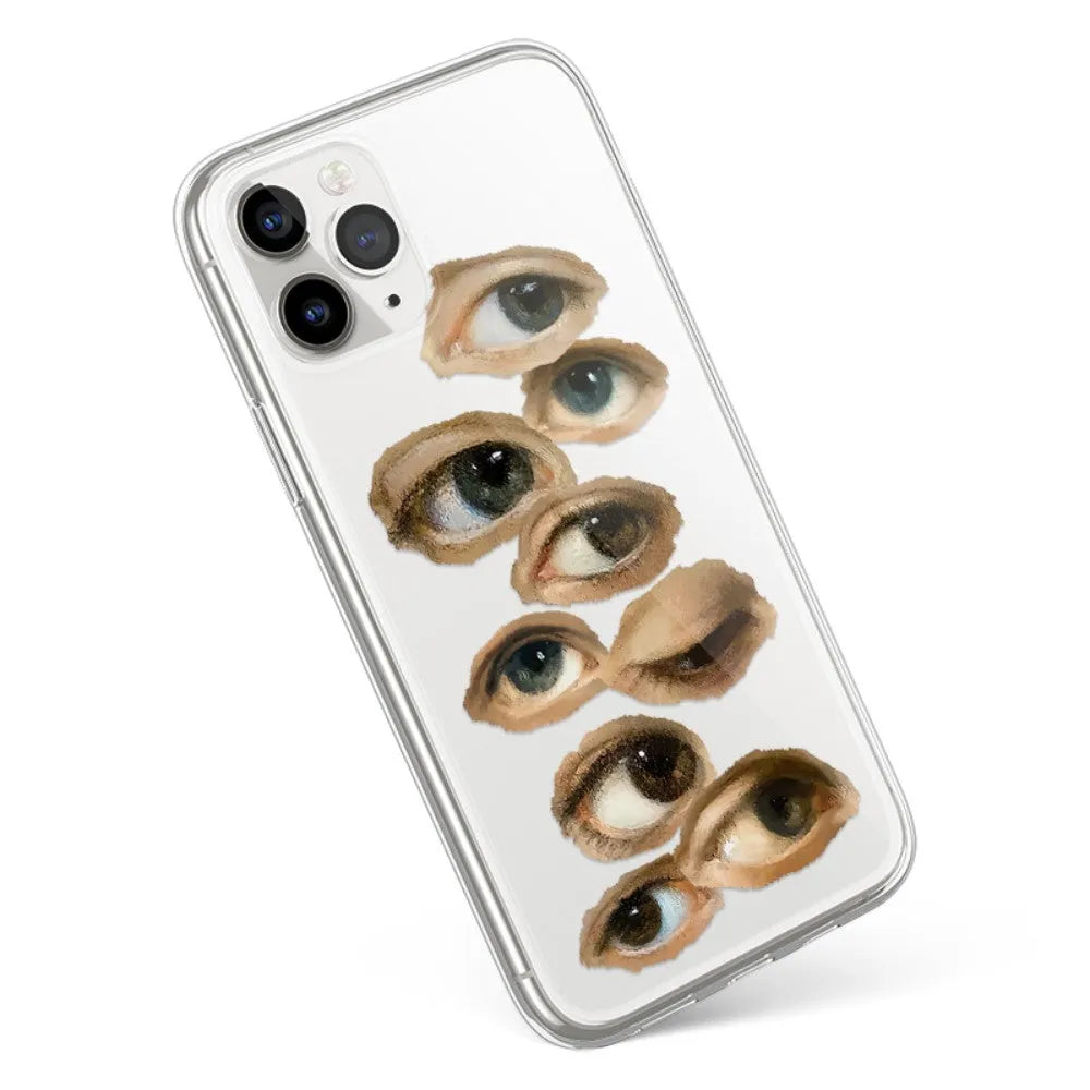 Hand drawn eye soft silicone phone case with non-slip grip for iPhone models