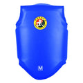 Red boxing helmet with matching chest protector for training and competition
