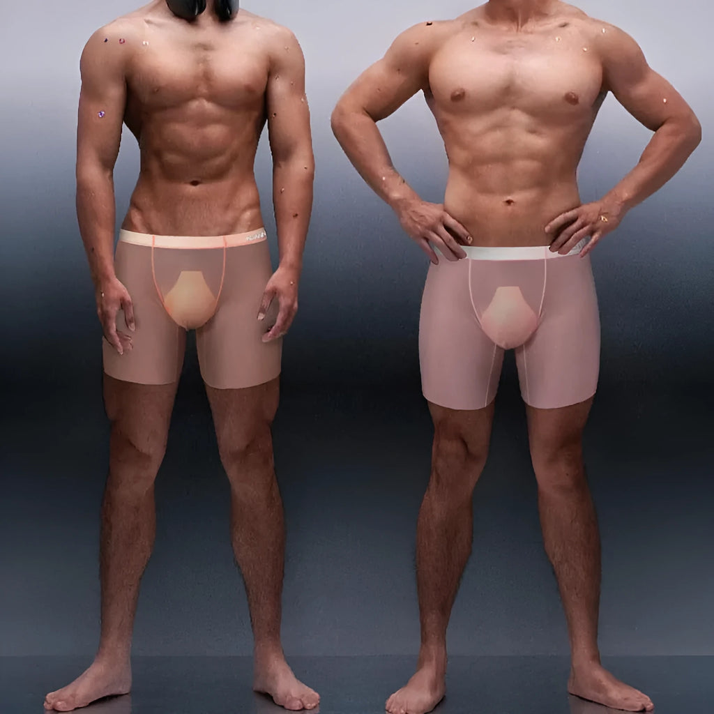 Men's seamless sports boxers in nylon fabric with low-waist design
