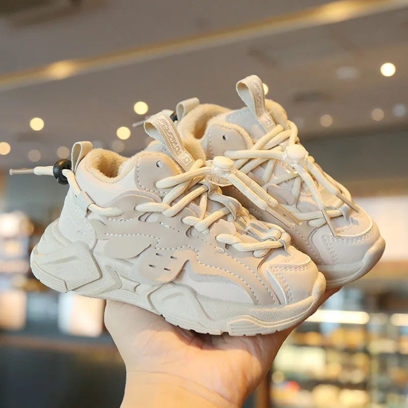Children's double mesh sneakers in black, pink, or khaki with Velcro straps and rubber sole, sizes 23-37.