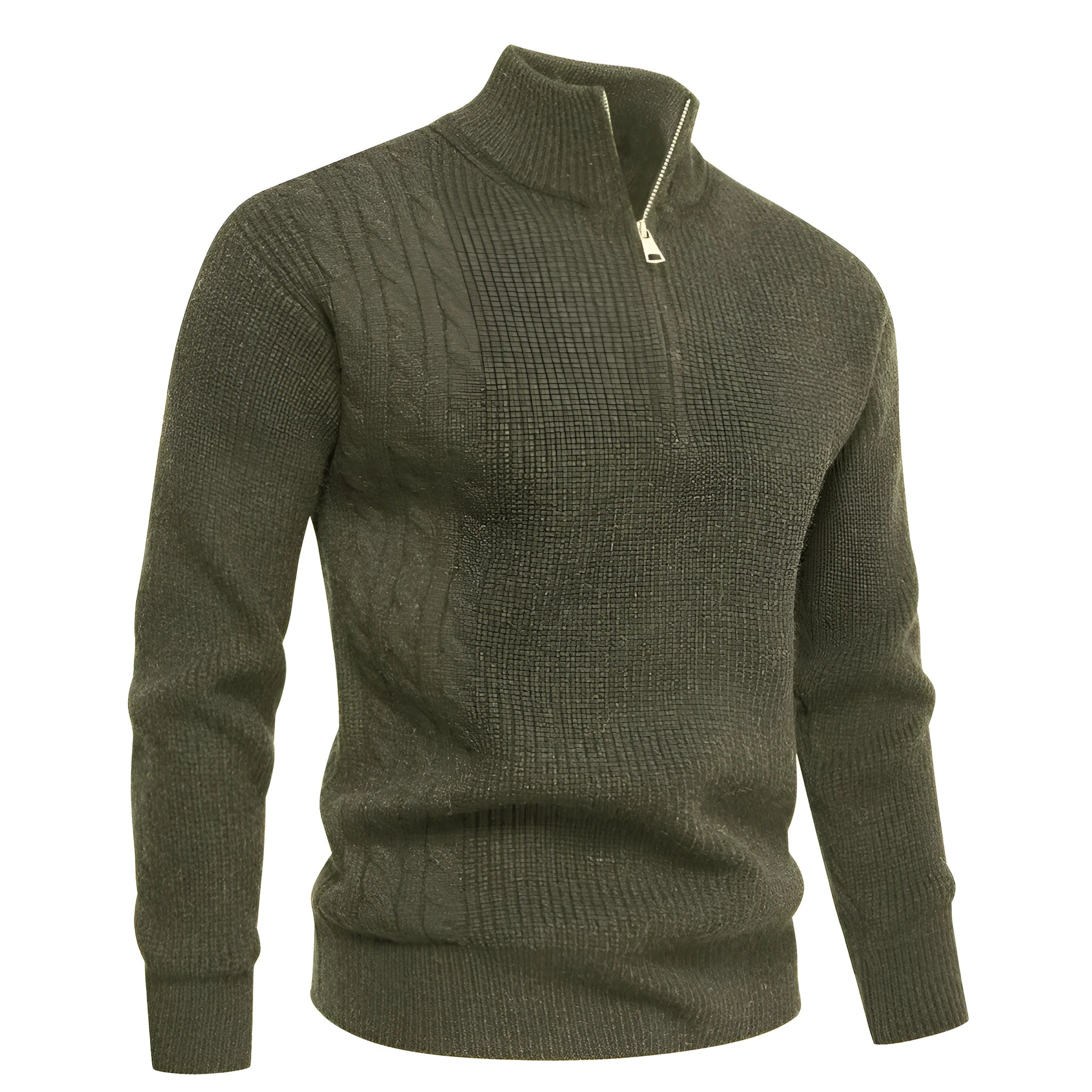 Men's Half-zip Pullover Sweater Casual Polyester Thickened Loose Fit Sweatshirt for Autumn Winter Seasonal Wear Available in Army Green Beige Black Gray Wine Red Sizes M L XL 2XL 3XL Asian Sizing