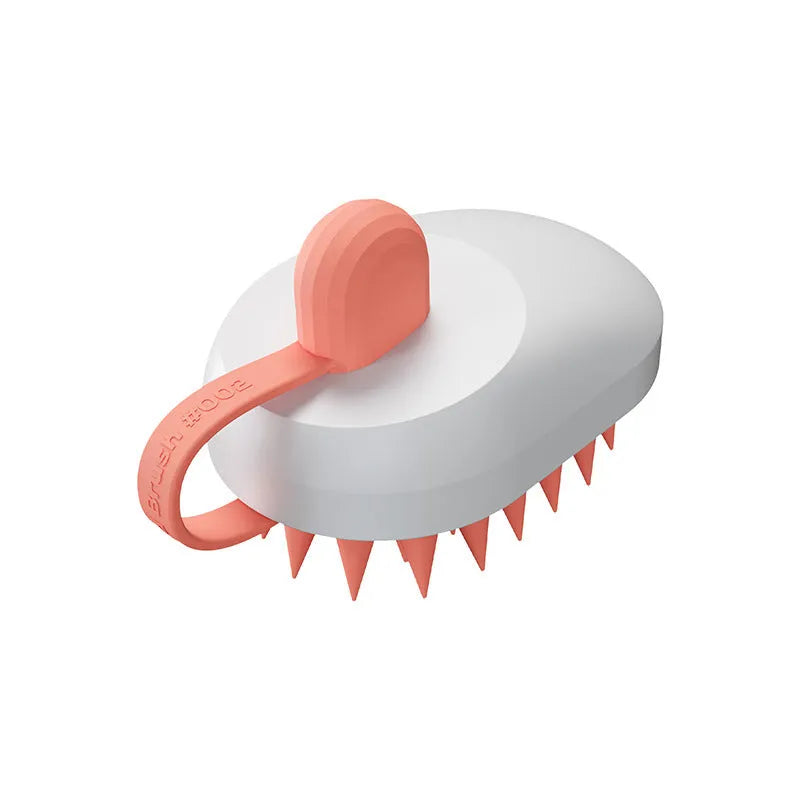 Dog shampoo massage brush with silicone teeth and ABS handle in blue colour