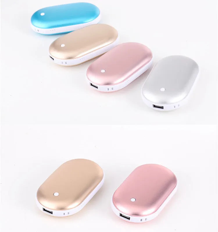 Rechargeable hand warmer and power bank with digital display in various colour options