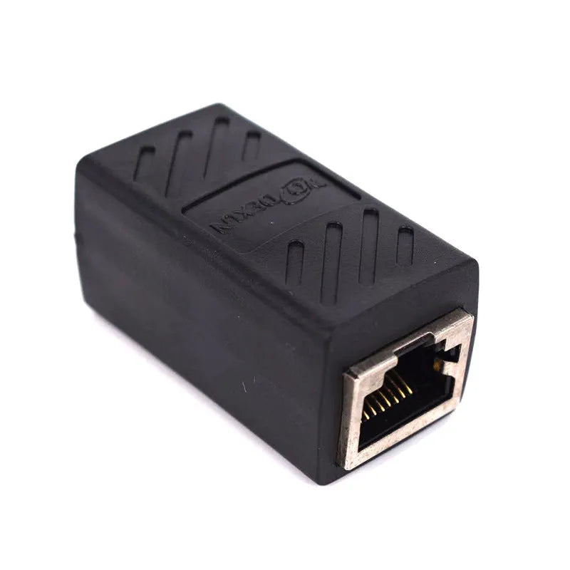 Black RJ45 female-to-female network cable coupler extender adapter