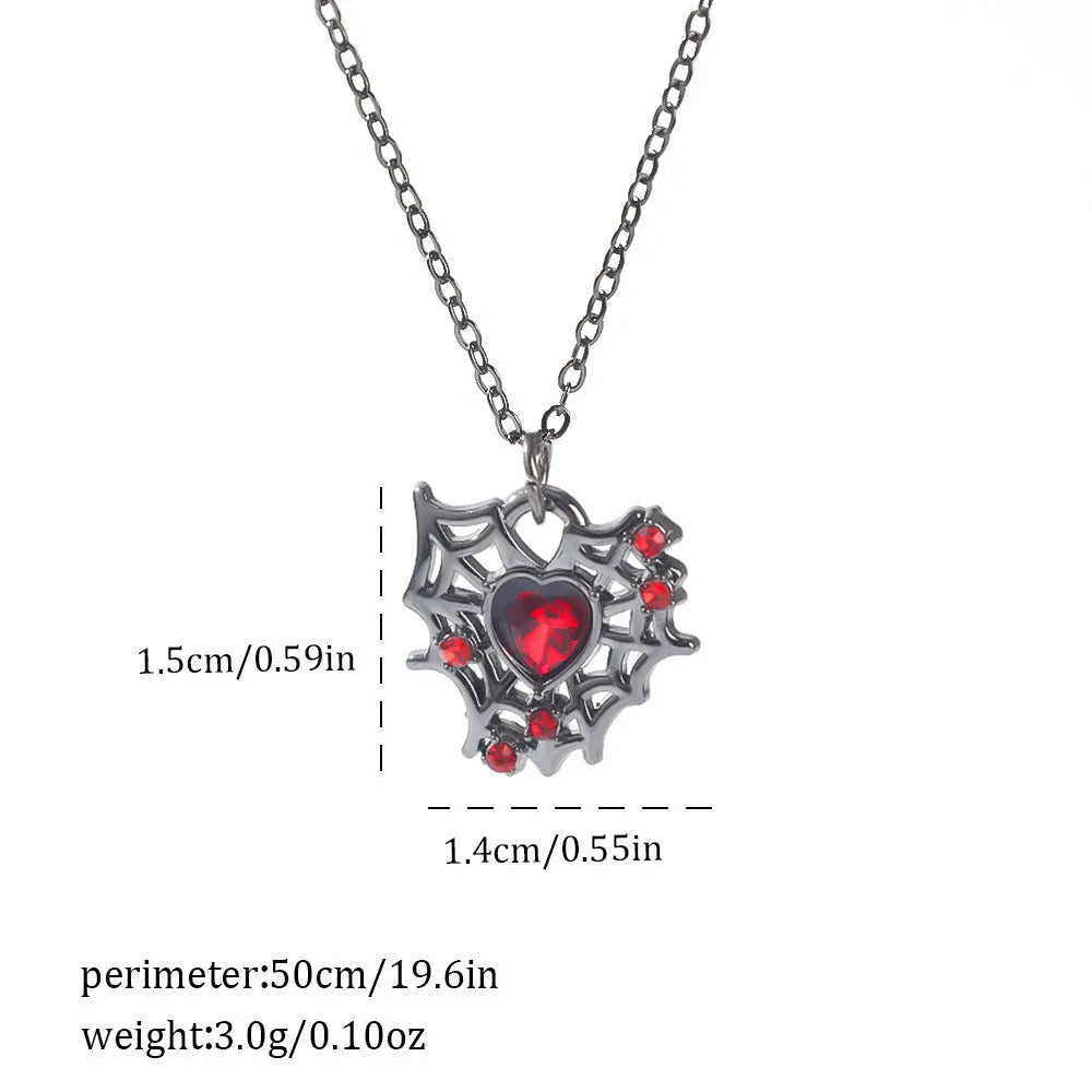 Dark style Halloween necklace with electroplated zinc alloy spider or bat pendant for Gothic costume wear