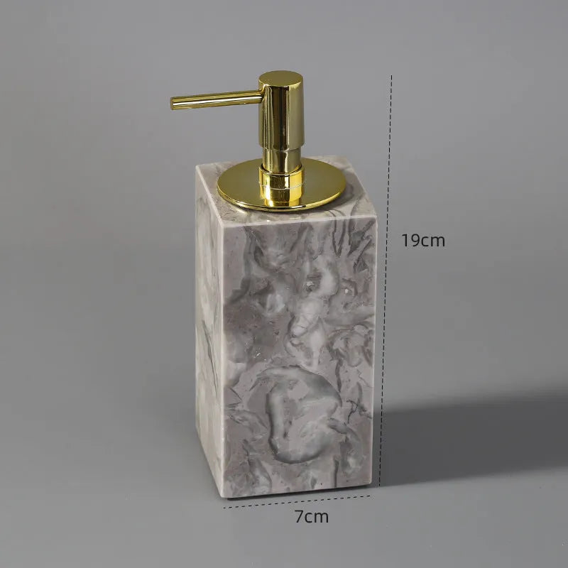 Marble bathroom toilet set with Bawang flower pattern including 16 pieces such as tissue boxes, lotion bottles, soap dishes, trays
