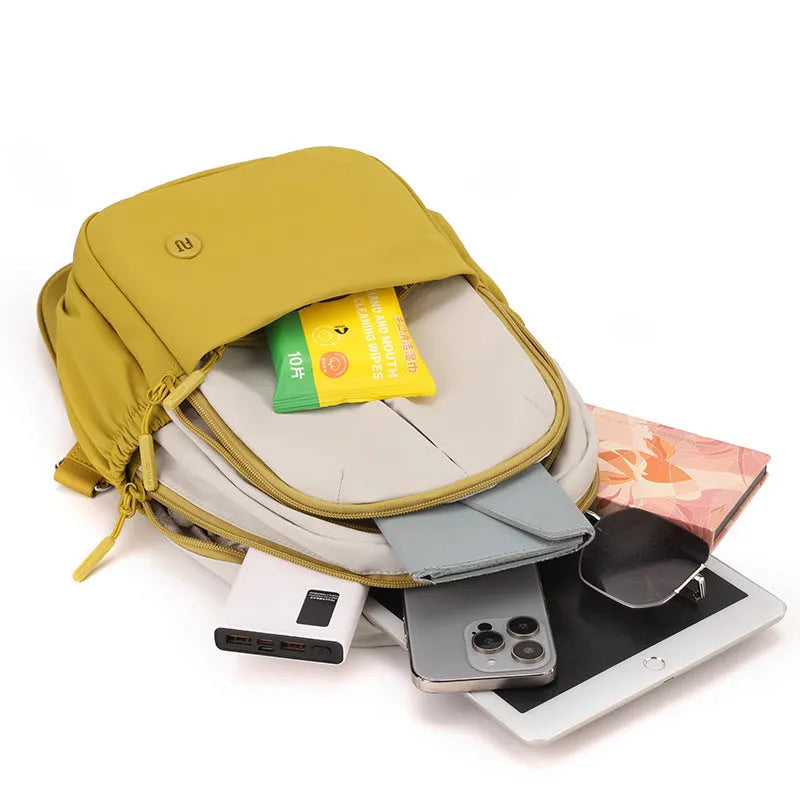 Women's contrast colour Oxford cloth backpack with soft construction, three-dimensional pocket and zipper changing bag