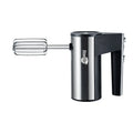 SL-25209 model silver and black 500W hand-held electric mixer with twin beaters on a kitchen worktop.