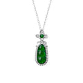 925 sterling silver sauteed green beans flower pendant necklace on cross chain, D1722 style, silver colour