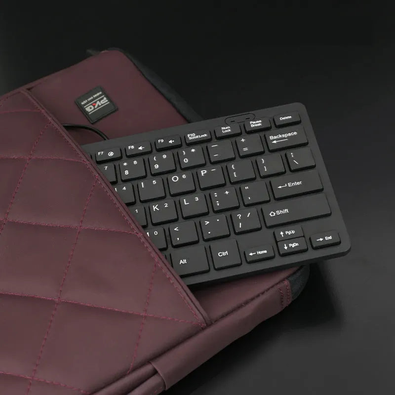USB wired mini computer keyboard in black, white, pink, or blue colours with noiseless keys