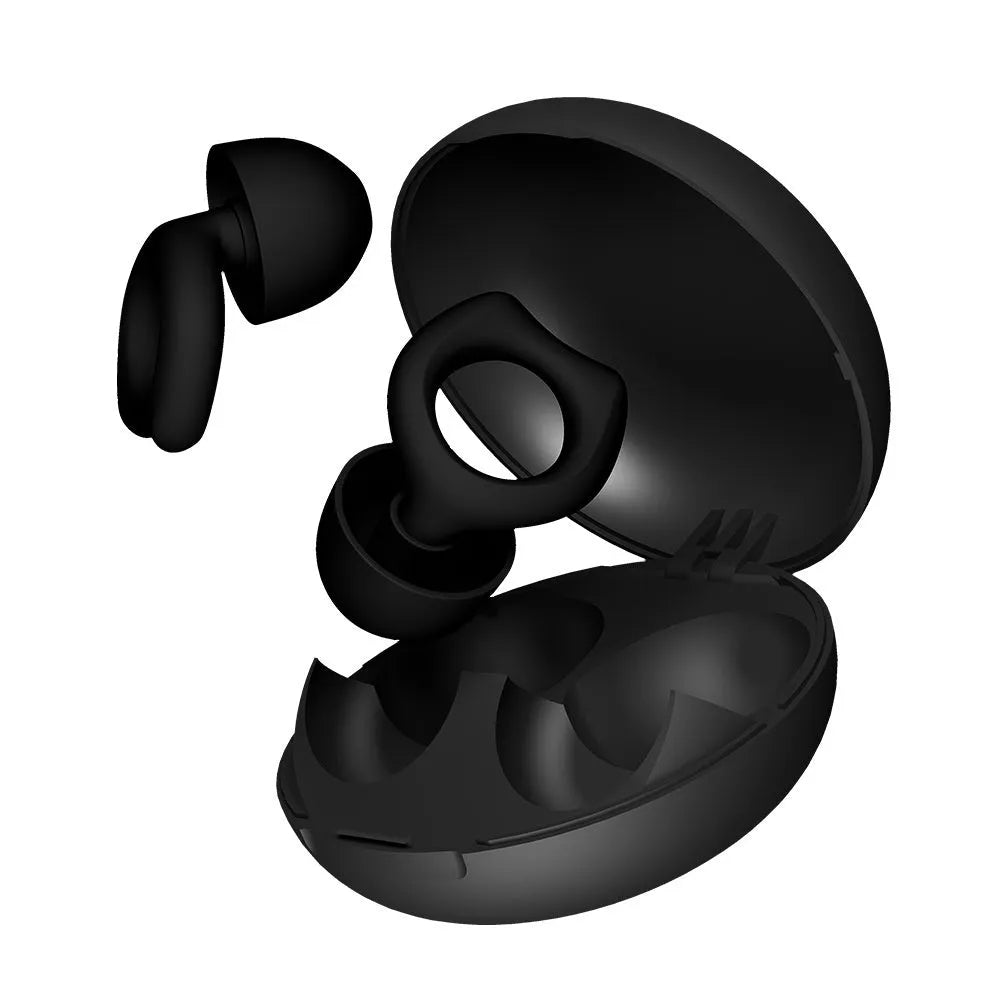 Black silicone soundproof earplugs for sleep, work and party noise reduction