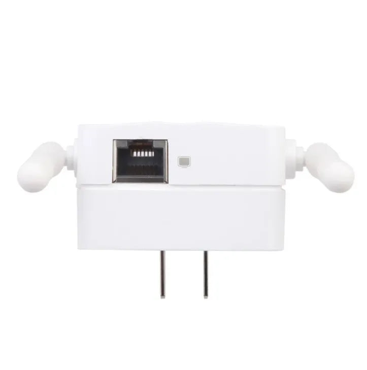 White KR43ED 300M WiFi signal repeater with ABS+PC housing, 10x9x7cm size, EU plug style