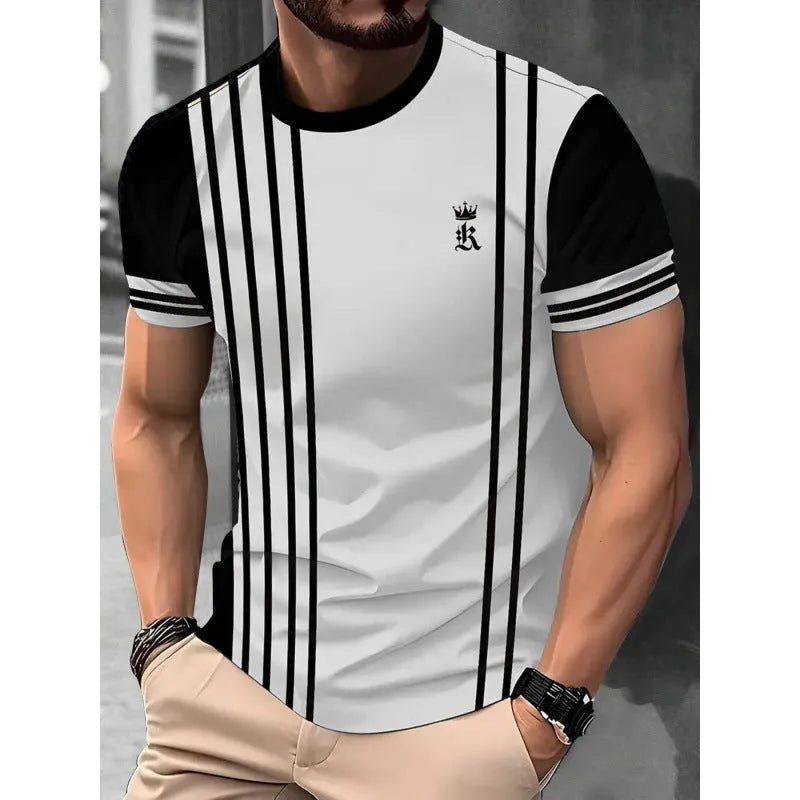 Men's loose fit short sleeve T-shirt with digital 3D printing pattern in picture style colours