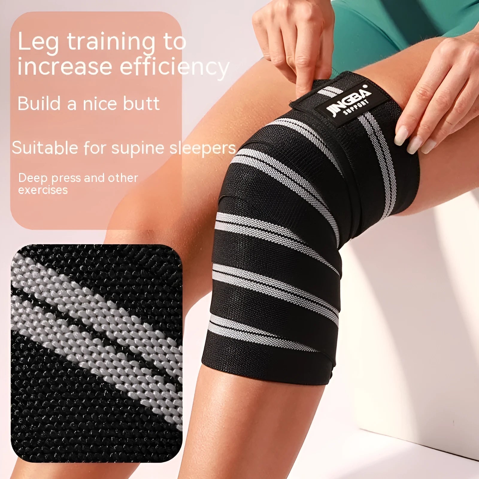 Adjustable sports knee pads for weightlifting and cycling in blue, gray, red, or yellow.