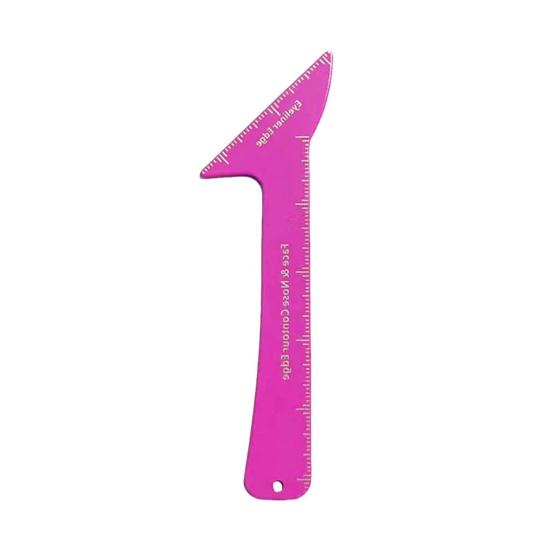 Reusable pink 3-in-1 eyeliner stencil tool for hooded eyes, winged liner, eyebrows, and contour.
