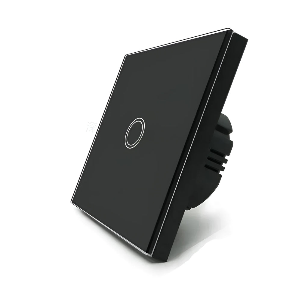 86 type touch switch with tempered glass panel in black, golden, and white colour options