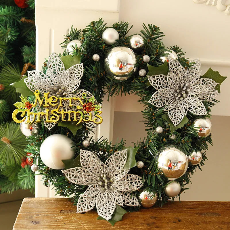30cm plastic Christmas wreath in multicolour options for door or garden display
