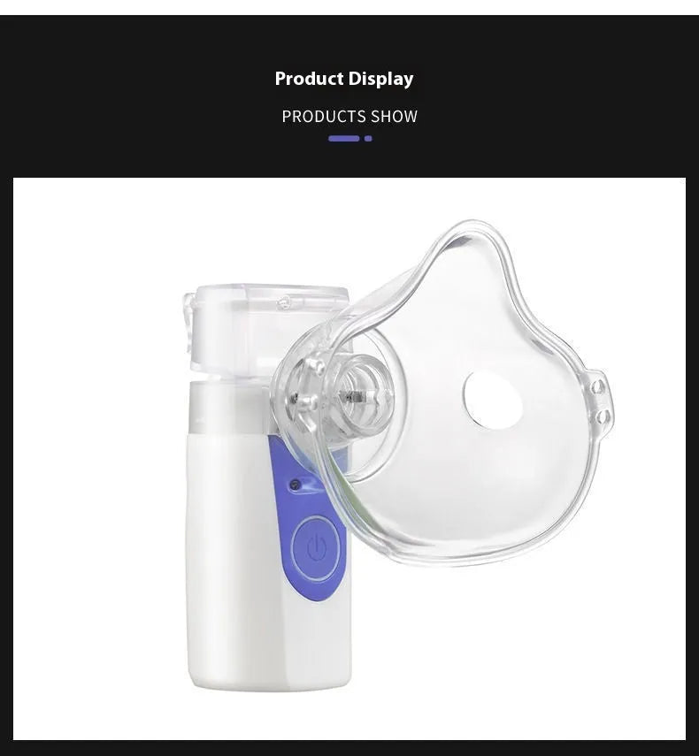 White columnar USB handheld nebuliser with single mist outlet for children's respiratory treatments