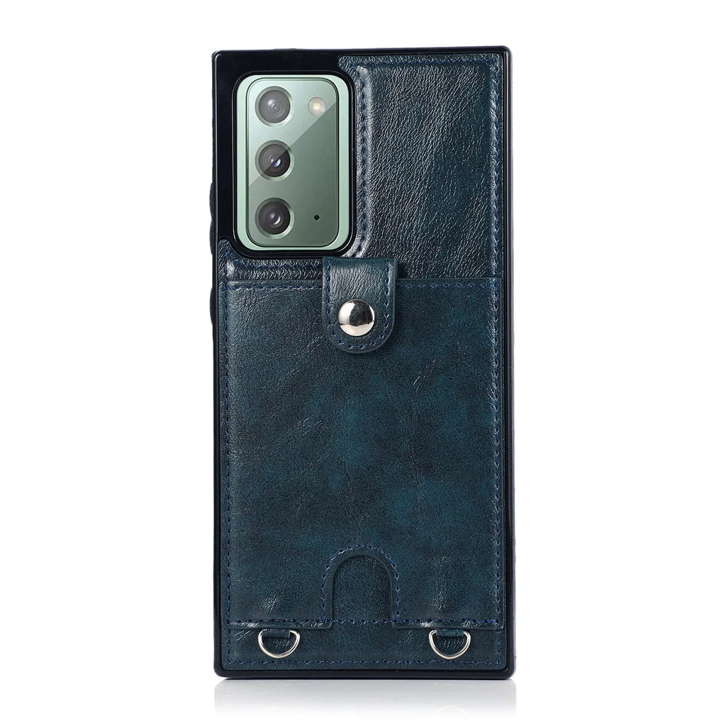 Fashion shoulder cross lanyard phone case for Samsung Note20 Ultra in flip business style imitation leather black