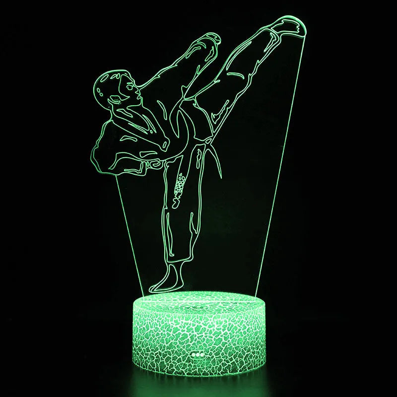 Sports 3D night light with acrylic shade, touch switch, available in Black, Crack, or White 7 colours