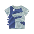 Pure cotton children's short-sleeved T-shirt for boys in blue and yellow summer top