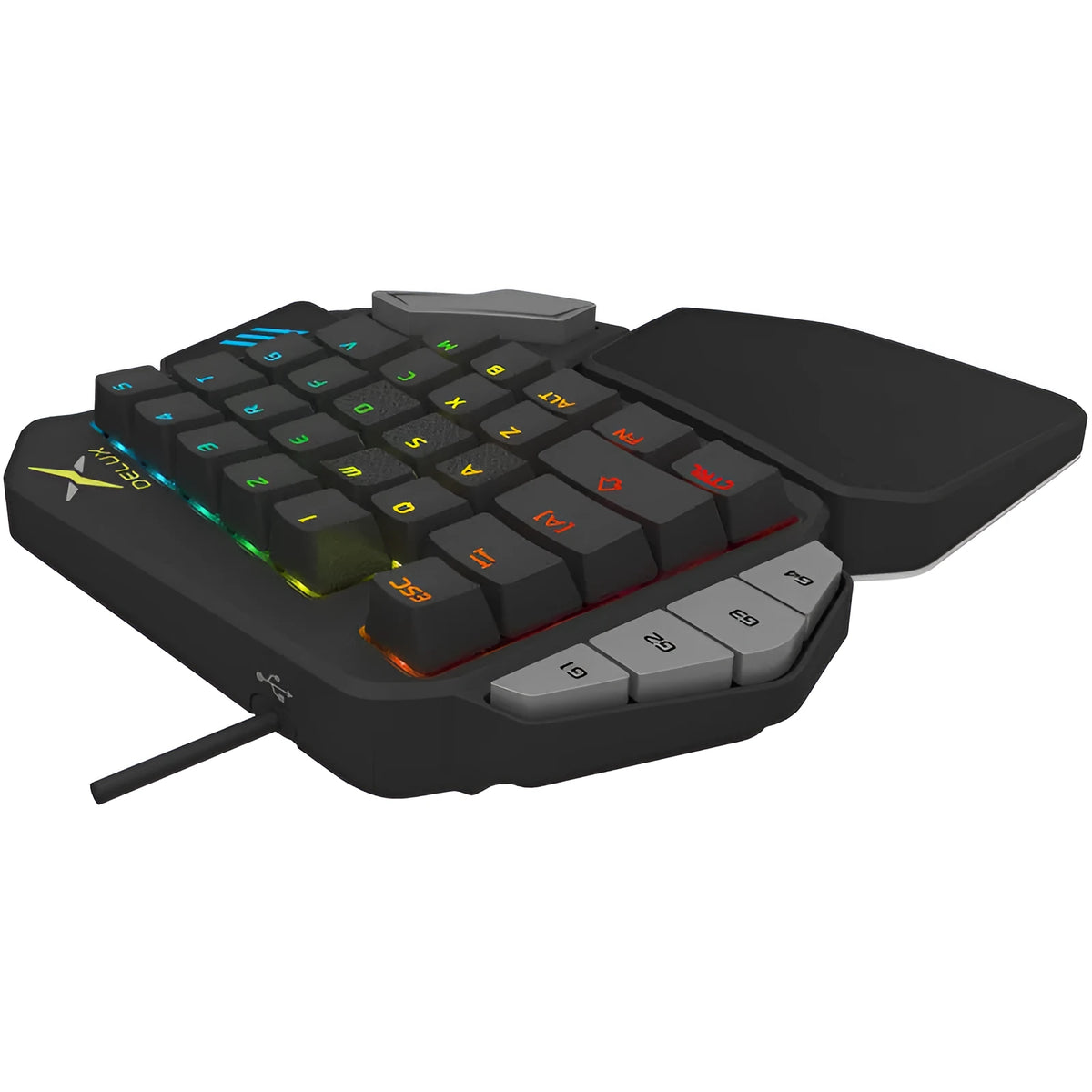 T9X one-handed mechanical gaming keyboard in black with wired USB connection