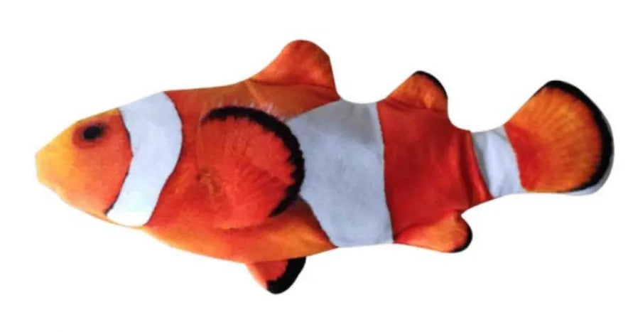 Electronic jumping fish cat toy 30cm long with USB charging cable