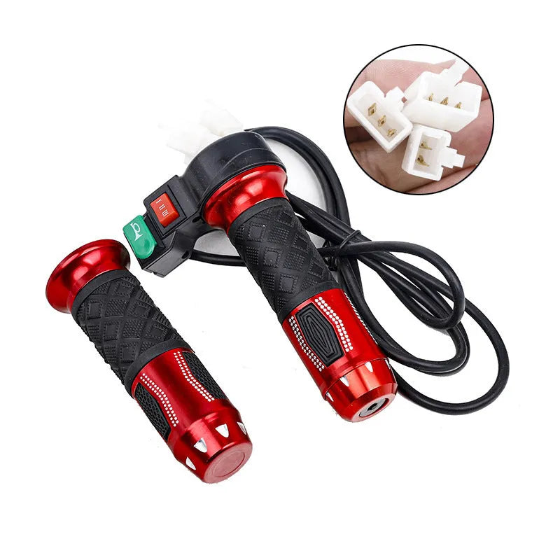 Electric go-kart refuelling throttle handle with three-speed rotation and optional horn speaker in various colour options